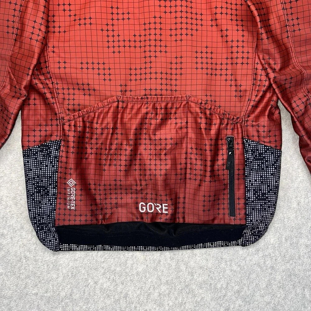 Gore Wear Cycling Jacket Mens Medium Red‎ Black Full Zip Thermal Bike Jersey